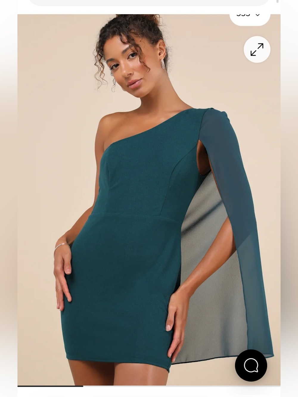NWT Lulus Majestic Energy Teal Green Cape Sleeve Off Shoulder Mini Dress Size L